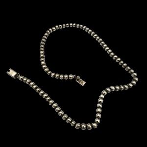 25”Taxco 8mm Sterling Silver Navajo Pearls Bead Strand Necklace 80 GRAMS!!